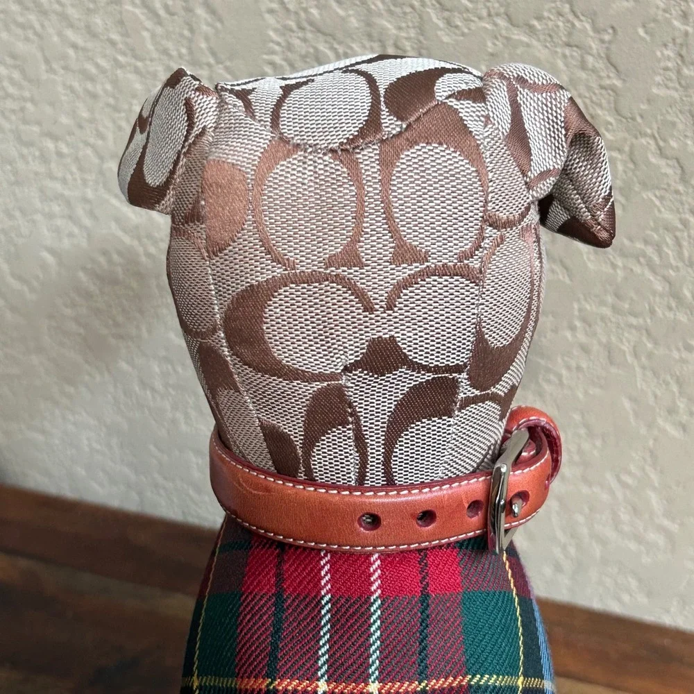 Coach Signature Stuffed Dog #8443 Holiday 2002 Retired Plush Plaid Cape EUC